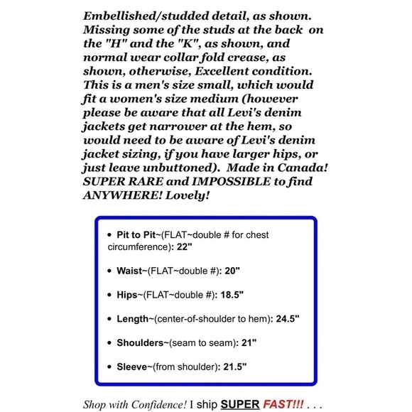 Vintage Levi's Womens Sz M Denim Trucker Jacket Oklahoma Studded Embellished - Picture 2 of 10